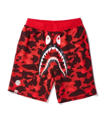 Camouflage Casual Red Bape Shark Shorts